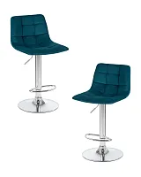 Стул барный набор 2 шт. SET-2 5017-LM TAILOR, цвет сиденья морской волны велюр (MJ9-99), цвет основания хром Dobrin, /велюр, ножки/металл/хром, размеры - 920*1130***470*490