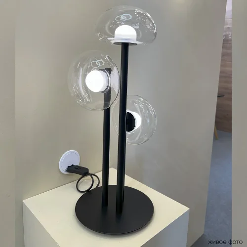 Настольная лампа LED BOSQUE LG3 BLACK/TRANSPARENT Crystal Lux прозрачная 3 лампы, основание чёрное металл в стиле современный  фото 6