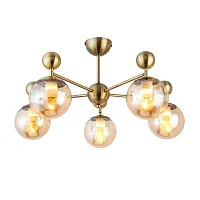Люстра потолочная Pechio SLE106302-05 Evoluce прозрачная янтарная на 5 ламп, основание бронзовое в стиле современный шар