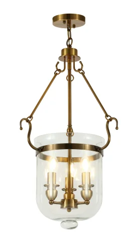 Светильник подвесной Leo LDP 6116-3 MD Lumina Deco прозрачный 3 лампы, основание бронзовое в стиле кантри классический 