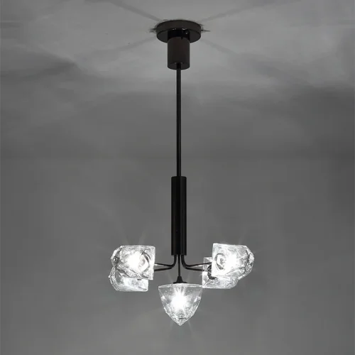 Люстра на штанге ICE 11 lamps Black 193499-26 ImperiumLoft прозрачная на 11 ламп, основание чёрное в стиле современный  фото 4