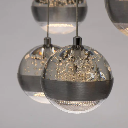 Светильник подвесной LED с пультом Капелия 730010209 MW-Light серебряный 9 ламп, основание серебряное в стиле модерн каскад шар фото 9