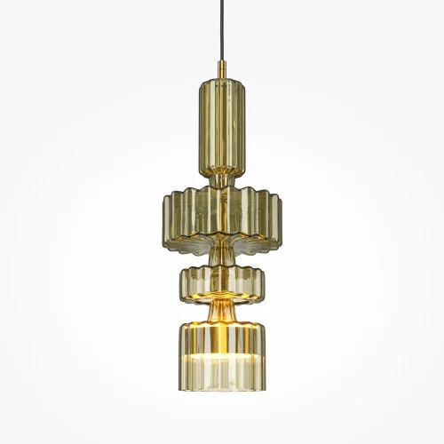 Светильник подвесной LED Level MOD253PL-L18BS3K3 Maytoni янтарный на 1 лампу, основание латунь в стиле современный арт-деко выдувное фото 4