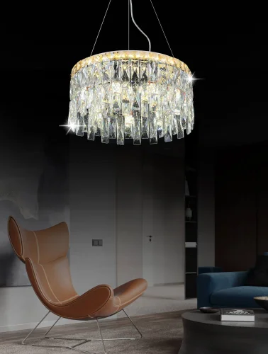 Люстра подвесная LED Adelfia DDP 9883-80D Lumina Deco хром на 1 лампу, основание хром в стиле современный 