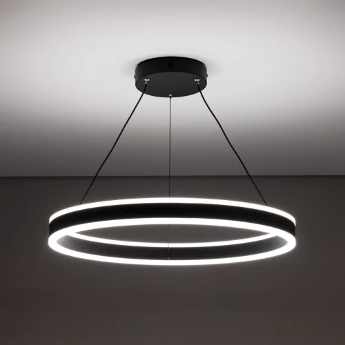 Светильник подвесной LED с пультом Дуэт CL719501 Citilux чёрный 1 лампа, основание чёрное в стиле современный минимализм кольца с пультом фото 2