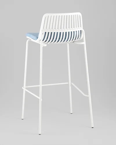 Стул барный Louran с подушкой, белый УТ000040189 Stool Group, голубой/экокожа, ножки/металл/белый, размеры - ***** фото 5
