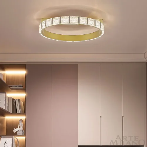 Люстра потолочная LED с пультом AM-Venezia 310183/D600 GD Arte Milano прозрачная на 1 лампу, основание золотое в стиле современный с пультом фото 11