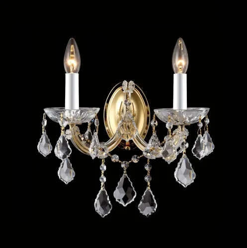 Бра  TESORO AP2 Crystal Lux прозрачный без плафона на 2 лампы, основание золотое бежевое в стиле классический 