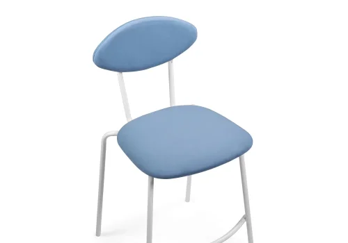 Полубарный стул Коумо катания дасти блю / белый матовый 516476 Woodville, синий/велюр, ножки/металл/белый, размеры - ****470*540 фото 5