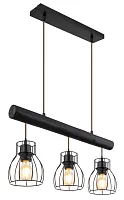 Светильник подвесной Mina 15326-3NB Globo чёрный 3 лампы, основание чёрное в стиле лофт 