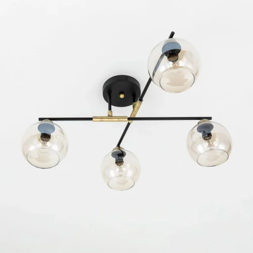 Люстра потолочная Анри CL124145 Citilux янтарная на 4 лампы, основание чёрное в стиле современный шар фото 3