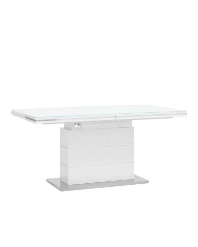 Стол обеденный Глазго, раскладной, 160-215*90, глянцевый белый УТ000003499 Stool Group столешница белая из мдф Стол обеденный Глазго, раскладной, 160-215*90, глянцевый белый УТ000003499 Stool Group столешница белая из мдф