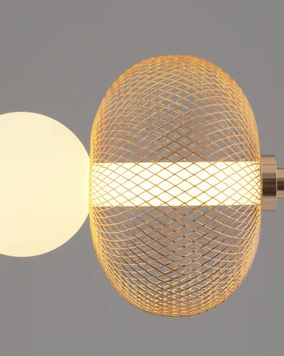 Светильник подвесной LED Lattice V11257-PL Moderli белый золотой на 1 лампу, основание золотое в стиле современный линейный фото 4