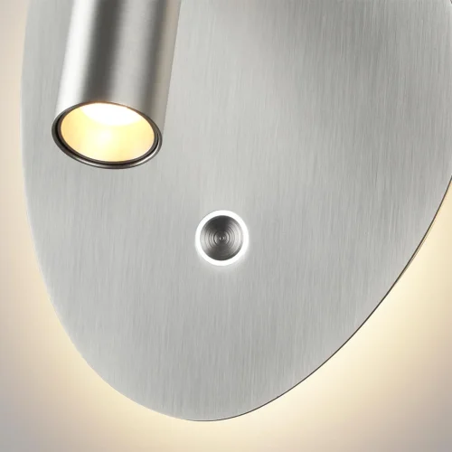 Бра с выключателем LED Roy 7184/9WL Odeon Light никель на 1 лампу, основание никель в стиле хай-тек для чтения фото 5
