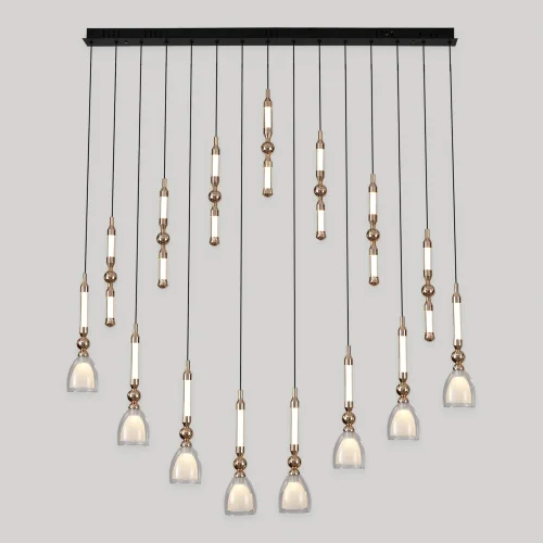 Светильник подвесной LED Veil LSP-7498 Lussole белый на 1 лампу, основание золотое в стиле современный линейный