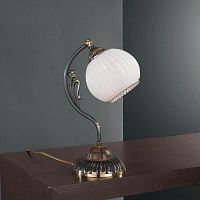 Настольная лампа P 8900 P Reccagni Angelo белая 1 лампа, основание бронзовое коричневое латунь металл в стиле классический 