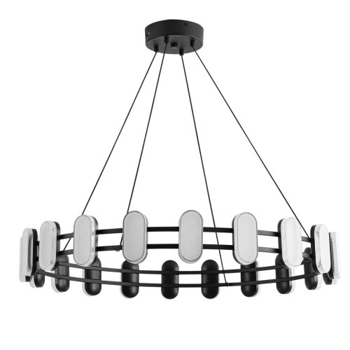 Люстра подвесная LED Ovela 8342/40L Lumion белая на 1 лампу, основание чёрное в стиле минимализм современный хай-тек кольца