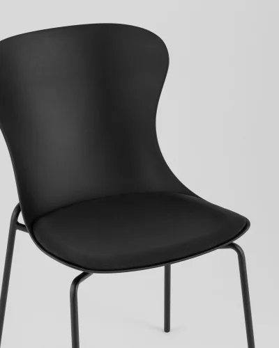 Стул Shaya, с подушкой, пластик черный УТ000040184 Stool Group, чёрный/экокожа пластик, ножки/металл/чёрный, размеры - *835**** фото 2