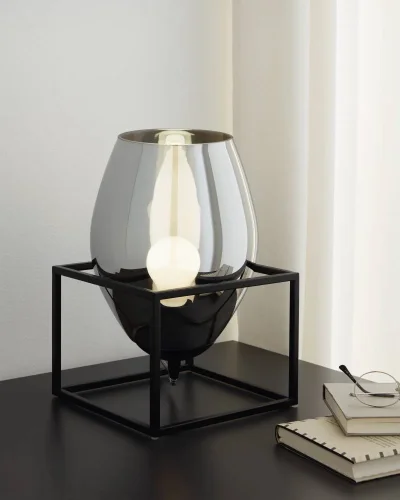 Настольная лампа Olival 1 97209 Eglo прозрачная серая 1 лампа, основание чёрное металл в стиле современный  фото 3