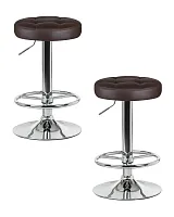 Табурет барный набор 2 шт. SET-2 5008-LM BRUNO, цвет сиденья коричневый, цвет основания хром Dobrin, /экокожа, ножки/металл/хром, размеры - 610*830***360*360