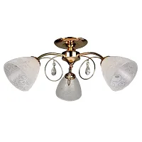 Люстра потолочная Castellaro OML-29007-03 Omnilux белая на 3 лампы, основание золотое в стиле классический 