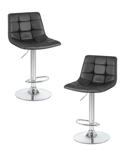 Стул барный набор 2 шт. SET-2 5017-LM TAILOR, цвет сиденья черный, цвет основания хром Dobrin, /экокожа, ножки/металл/хром, размеры - 920*1130***470*490