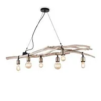 Люстра подвесная DRIFTWOOD SP6 Ideal Lux бежевая на 6 ламп, основание бежевое в стиле кантри 