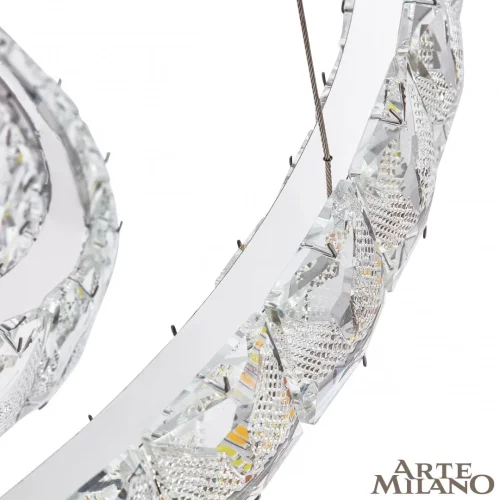 Люстра подвесная LED с пультом AM-Venezia 311311/D800-D600 NI Arte Milano прозрачная на 1 лампу, основание никель в стиле современный кольца с пультом фото 4