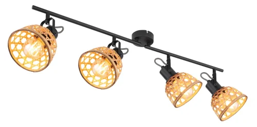 Спот с 4 лампами Wenna 54053-4 Globo коричневый E27 в стиле кантри лофт 