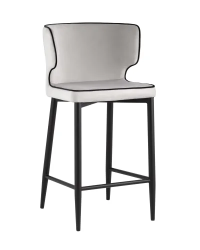 Стул полубарный Матео с кантом, велюр светло-серый УТ000035019 Stool Group, серый/велюр, ножки/металл/чёрный, размеры - ****470*500