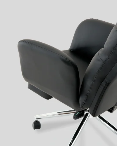 Кресло руководителя TopChairs Solid с оттоманкой, черный УТ000040808 Stool Group, чёрный/экокожа, ножки/металл/хром, размеры - 1200*1280**** фото 12