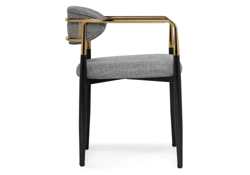 Кресло Lord gray / black / gold 15741 Woodville, серый/ткань, ножки/окрашенный металл/чёрный, размеры - ***** фото 4