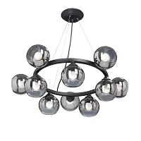 Люстра подвесная V4485-1/10S Vitaluce чёрная серая на 10 ламп, основание чёрное в стиле хай-тек шар
