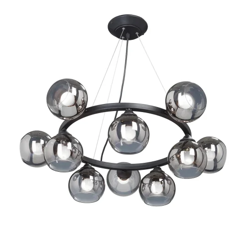 Люстра подвесная V4485-1/10S Vitaluce чёрная серая на 10 ламп, основание чёрное в стиле хай-тек шар