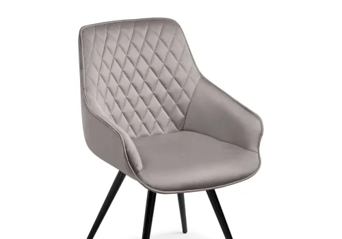 Кресло Эгел крутящееся серый / черный глянец 566496 Woodville, серый/велюр, ножки/металл/чёрный, размеры - ***** фото 8