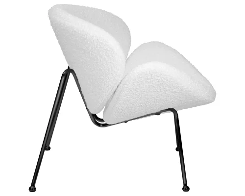 Кресло дизайнерское  72-LMO EMILY, цвет сиденья букле белый, цвет основания черный Dobrin, белый/букле, ножки/металл/чёрный, размеры - ****810*780 фото 2