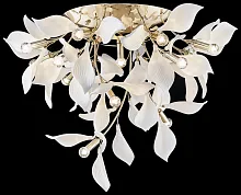 Люстра потолочная Miranda WE123.16.307 Wertmark белая на 16 ламп, основание золотое в стиле флористика современный ветви