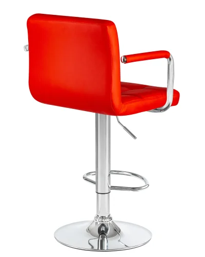Стул барный 5011-LM KRUGER ARM,  цвет сиденья красный, цвет основания хром Dobrin, красный/экокожа, ножки/металл/хром, размеры - 920*1130***515*490 фото 4