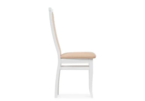 Деревянный стул Давиано бежевый велюр / белый 515978 Woodville, бежевый/велюр, ножки/массив бука дерево/белый, размеры - ****450*500 фото 3