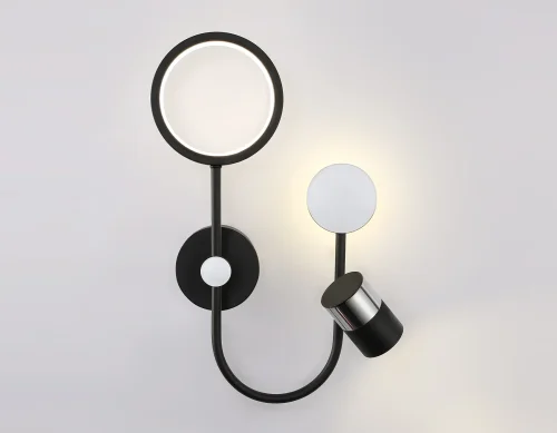 Бра LED FL51601 Ambrella light чёрный на 1 лампа, основание чёрное в стиле современный хай-тек кольца фото 4