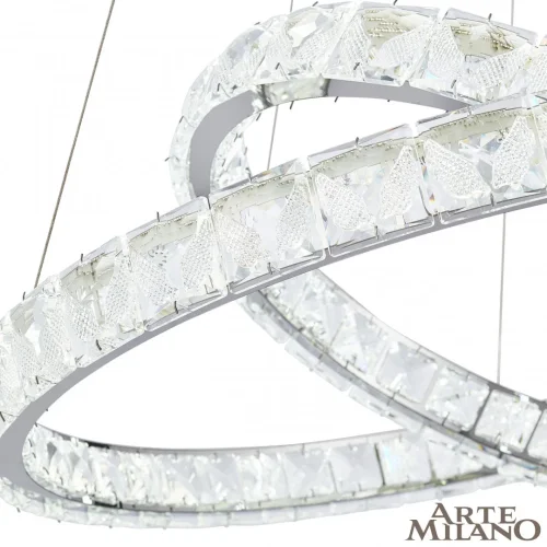 Люстра подвесная LED с пультом AM-Venezia 311311/D800-D600 NI Arte Milano прозрачная на 1 лампу, основание никель в стиле современный кольца с пультом фото 7