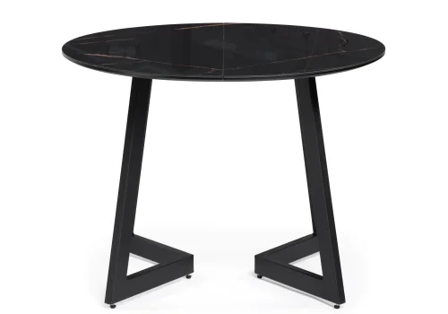 Стеклянный стол Алингсос 100(140)х100х76 обсидиан / черный 532386 Woodville столешница чёрная из стекло фото 2