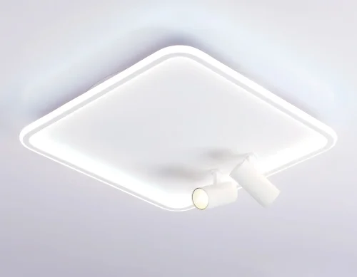 Светильник потолочный LED с пультом FL5114 Ambrella light белый 1 лампа, основание белое в стиле современный хай-тек квадраты фото 4