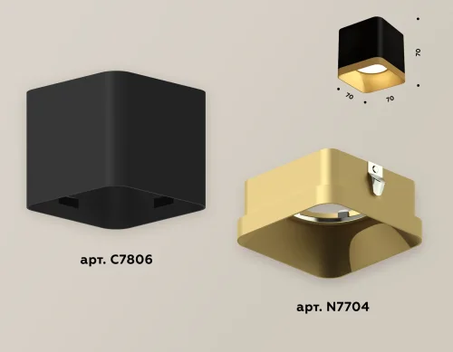 Светильник накладной XS7806004 Ambrella light золотой чёрный 1 лампа, основание чёрное в стиле хай-тек современный квадратный фото 2