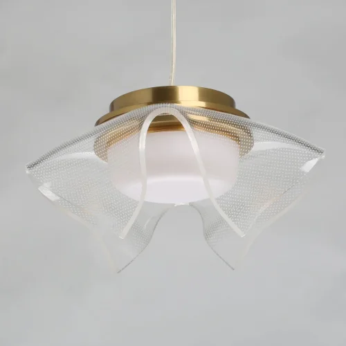 Светильник подвесной LED Ауксис 722012205 DeMarkt прозрачный 5 ламп, основание бронзовое в стиле современный флористика каскад фото 6