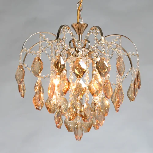 Люстра подвесная Бриз 111014504 DeMarkt янтарная прозрачная на 4 лампы, основание золотое в стиле классический  фото 2