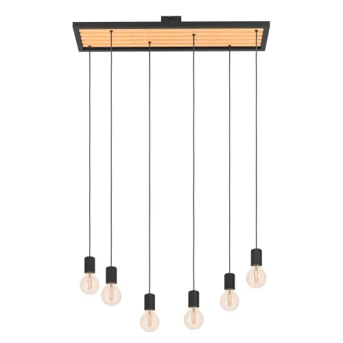 Светильник подвесной Consett 43725 Eglo без плафона 6 ламп, основание коричневое чёрное в стиле современный лофт каскад