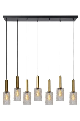 Светильник подвесной Coralie 45498/07/60 Lucide прозрачный 7 ламп, основание матовое золото в стиле классика каскад