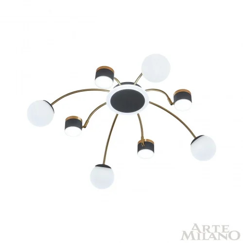 Люстра потолочная LED Ferrara-71040 271040/8 BK/GD Arte Milano белая на 1 лампу, основание чёрное в стиле современный хай-тек фото 4