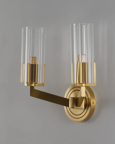 Бра Brass V11073-2W Moderli прозрачный на 2 лампы, основание золотое латунь в стиле современный американский фото 2